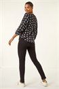 Black Abstract Print Stretch Top, Image 3 of 5