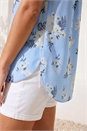 Blue Floral Print Longline Blouse, Image 4 of 4