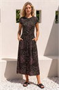 Black Patchwork Floral Stretch Jersey Dress, Image 2 of 4