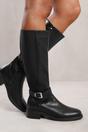 Black 'Bode' Knee High Boots With Buckle Detail, Image 1 of 4