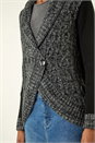 Charcoal Textured Knit Wrap Cardigan, Image 5 of 5