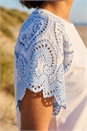 White Dusk Broderie Contrast Sleeve Top, Image 4 of 4