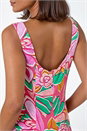 PINK Floral Print Panelled Midi Dress, Image 5 of 5