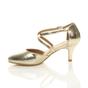 Gold High Heel Crossed Straps Court Shoes, Image 3 of 6