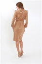 Brown Julianna Faux Suede Button Through Shirt Dress, Image 3 of 3