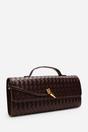Dark Brown Petal Envelope Style Woven Clutch Bag, Image 1 of 8