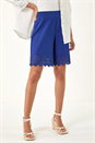 Royal Blue Laser Cut Hem Shorts , Image 4 of 5