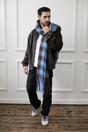 Brown Chunky Check Scarf in Brown and Blue, Image 6 of 6