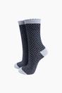 Navy Blue Sock Talk Navy Blue Polka Dots Combed Cotton Glitter Socks, Image 1 of 4