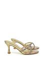 Gold XY LONDON Gold 'Abby' Strappy Diamante Stiletto Heel Sandal Mules, Image 2 of 5
