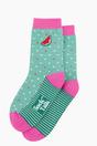 Mint Embroidered Watermelon Combed Cotton Socks, Image 3 of 4