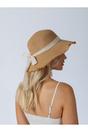Beige Lace Ribbon Straw Sun Hat, Image 2 of 4