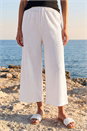 White Petite Textured Cropped Stretch Trouser, Image 3 of 4