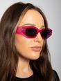 Pink Angular Sunglasses in Translucent Hot Pink, Image 2 of 6