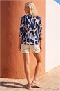 Navy  Petite Animal Print Top, Image 3 of 4