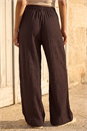 Brown Dusk Textured Elastic Waist Trousers, Image 3 of 4