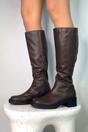 Brown XY LONDON Brown 'Nyx' Knee High Equestrian Style Biker Riding Boots, Image 7 of 7