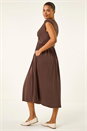 Chocolate Crossover Front Stretch Midi Dress , Image 4 of 6