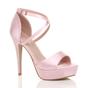 Light Pink AJVANI Light Pink High Heel Crossed Straps Platform Sandals, Image 1 of 6