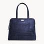 Navy 'EVA' Croc Embossed Real Leather Designer Unlined Tote Bag, Image 1 of 4