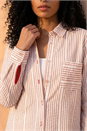 Camel  Textured Stripe Collared Shirt, Image 4 of 4