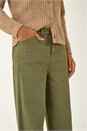 Khaki Cotton Blend Wide Leg Stretch Jeans, Image 5 of 5