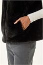 Black Hooded Faux Fur Gilet, Image 5 of 5