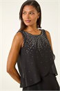 Black Embellished Tiered Swing Dress, Image 5 of 6