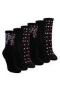 Multi 6 Pairs Ladies Floral Pattern Socks - Soft Cotton Rich Everyday Socks, Image 1 of 3