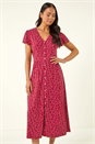 Red Petite Abstract Spot Midi Dress, Image 4 of 5