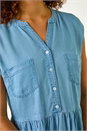 Light Denim Denim Button Short Dress, Image 5 of 5