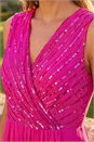 Pink Embellished Beaded V-Neck Dress, Image 4 of 4