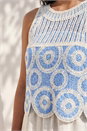 Blue Petite Crochet Top Linen Blend Maxi Dress, Image 4 of 4
