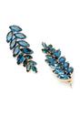 Turqouise Gold-Coloured Leaf-Shaped Drop Earrings, Image 3 of 5