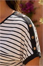 Black Floral Stripe Print T-Shirt, Image 4 of 4