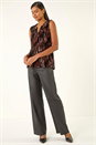 Chocolate Sequin Velvet Notch Neck Top, Image 2 of 5