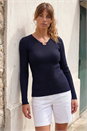 Navy Gold Trim Knit Jumper, Image 1 of 4