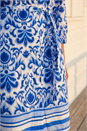Royal Blue Abstract Border Print Shirt Dress, Image 4 of 4