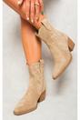 Khaki iKrush Khaki Laura Suede Cowboy Ankle Length Boots, Image 1 of 8