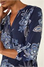 Blue Floral Puff Print Stretch Shirt, Image 5 of 5