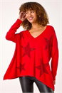 Red Star Detail Hanky Hem Knit Jumper, Image 1 of 5