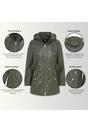 Green Leather Parka Hooded Trench Coat-Emilia, Image 3 of 8
