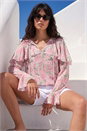 Pink Floral Print Tie Front Top, Image 1 of 4
