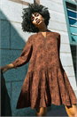 Tan Spot Print Zip Front Dress, Image 1 of 7