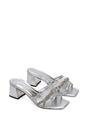 Silver 'Senara' Backless Block Heel Sandals With Crystals and Mesh, Image 5 of 6