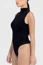 Black Sleeveless Turtleneck Sculpting Bodysuit, Image 3 of 5