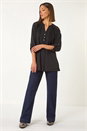 Black Lace Trim Buttoned Shirt, Image 2 of 5