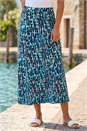 Turquoise Geo Print A-Line Stretch Skirt, Image 1 of 4
