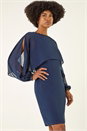 Navy  Embellished Cold Shoulder Chiffon Dress, Image 2 of 5