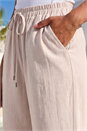 Stone Petite Linen Blend Wide Cropped Trousers, Image 4 of 4